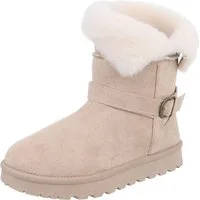 Ital-Design Damen Snowboots Freizeit Snowboots (87452028) Flach Plateaustiefeletten in Beige