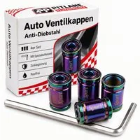 Pitlane Performance Ventilkappe 4er Set Ventilkappen Auto Metall mit Diebstahlschutz, (Rostfrei, Schrader Ventildeckel), Reifenventilkappen Schraderventil Autoventil & Fahrradventil Kappe