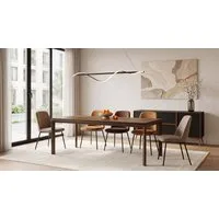 WFL GROUP Esstisch Elan Rechteckiger Ausziehbarer Tisch mit Braunen Beinen (MADE IN EU, XXL Groß – 160 x 90 cm und 180 x 90 cm ausziehbar auf 250 und 270 cm), Butterfly Auszug, Modernes Minimalistisches Premium Design