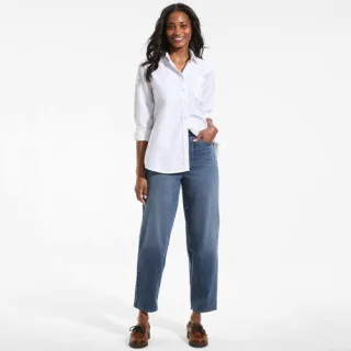 Knit Denim STARFISH Barrel-Jeans, Damen, size: regular, Blau, Baumwoll-Mischung/Polyester-Mischung, by Lands' End