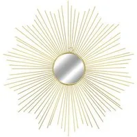 Mojawo Spiegel Hängespiegel Wandspiegel Dekospiegel Sonne Metall Gold Ø65cm