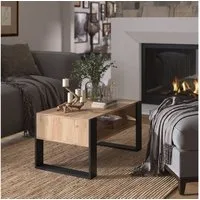Vicco Couchtisch Olli, Goldkraft Eiche/Schwarz, 92 x 52,4 cm mit Ablage (1-St)