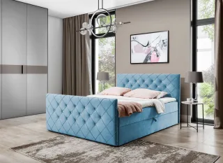 Boxspringbett Schlafzimmerbett EIVOR 180x200cm Hellblau inkl.Bettkasten