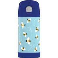 THERMOS Isolierflasche FUNTAINER STRAW BOTTLE, doppelwandiger Edelstahl, spülmaschinenfest, 0,35l, mit Silikonstrohalm, absolut dicht