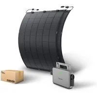 Kleines Kraftwerk Balkonkraftwerk, 450 W, Monokristallin, (2-St), 2 x 225W flexible Solarmodule, Wechselrichter, Solarkabel