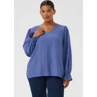 KAFFE Curve Langarmbluse Langarm-Bluse KCrya Große Größen