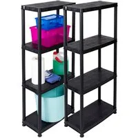 Kreher Standregal Set: 2 x 'Primo' mit 4 Böden aus Kunststoff in Schwarz, 2-tlg.