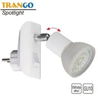 TRANGO LED Steckdosenleuchte, 11-046 LED Steckerlicht in weiß mit Lampenschirm aus Glas, Stecker-Nachtlicht inkl. 1x GU10 LED Leuchtmittel 3000K warmweiß & Ein/Aus, & Ein/Aus- Schalter Leselampe, Küchenlampe