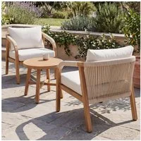 MCW Loungeset MCW-P82, (Set, 3-tlg), Mit elastischem Seilgeflecht, Inkl. wetterfeste Sitz- und Rückenkissen