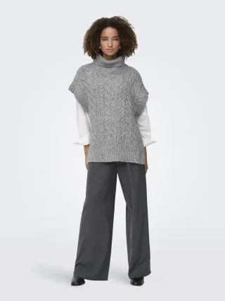 ONLY - ONLIDA LIFE SL ROLLNECK VEST CC KNT Light Grey Melange - Gr. - M