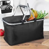 Ebaxx Einkaufskorb Alu Thermo Korb Klapp Kühltasche faltbar Picknick Camping Schwarz