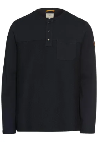 camel active - Langarm Henley mit Brusttasche dark navy - Gr. - L