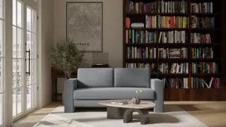BRUNO Schlafsofa 160cm in Dunkelgrau | Schmal | stabiles Massivholz & Boxspringkomfort