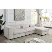 ATLANTIC home collection Ecksofa Uno, L-Form, Breite: 307cm, beidseitig montierbarem Longchair,mit Taschenfederkern, in Cord
