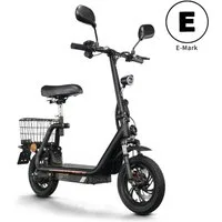 Twofish E-Motorroller M5 PRO-E EEC (EEC-zertifiziert) mit Sitz & Heckkorb, 40 km/h, 30 km Reichweite, Doppelscheibenbremsen, Stoßdämpfer vorne und hinten