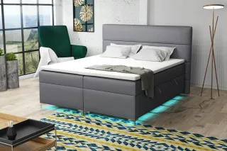 Boxspringbett Schlafzimmerbett CANELA 200x200cm inkl.Bettkasten/ LED