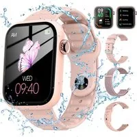 Vornix 2026 Smartwatch Damen Herren,Fitness Uhr mit Anruffunktion Smartwatch Smartwatch (mit 3 Armbändern, luetooth-Telefonfunktion & KI-Sprachassistent,1,85" HD Touchscreen Smartwatch, Herzfrequenz,SpO₂,Schlaf,100+ Sportmodi cm)