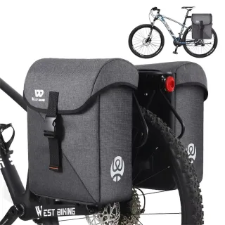 WEST BIKING 35L Bicycle Pannier Bag Waterproof 300D Polyester Sturdy Double Side Bike Bag Anti-Scratch Night Reflective