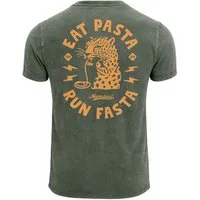 Neverless Print-Shirt Herren Vintage T-Shirt Backprint Eat Pasta Run Fasta Leopard mit Print