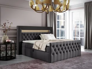 Boxspringbett Schlafzimmerbett ERNESTO Nr.1 160x200cm in Elisa Velvet Anthrazit