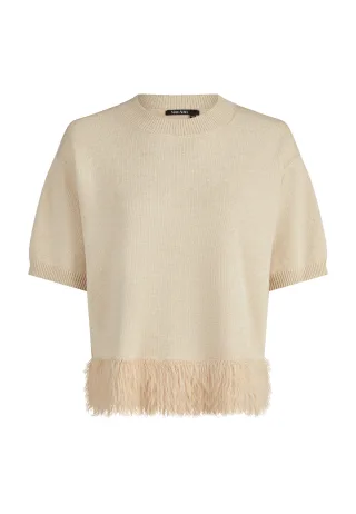 Marc Aurel - Pullover mit Pelz-Kante light beige melange - Gr. - 36