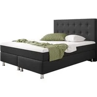 inter Boxspringbett Köln Plus 140x200 cm Webstoff mit 7 Zonen TFK und Topper-Optik (140x200 cm, Anthrazit inkl. 7 Zonen Taschenfedernkernmatratze mit Topper-Optik), Taschenfederkern-Komfort, gepolstertes Kopfteil, inklusive Matratze
