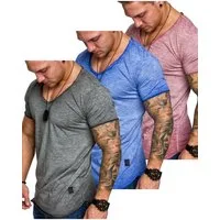Amaci&Sons T-Shirt 3. NYC Herren 3er-Pack T-Shirts (3er-Pack) Herren Basic Oversize T-Shirt mit V-Ausschnitt