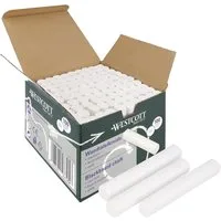 WESTCOTT Malkreide Kreide 100 Stück Weiss, Vorteilspack Tafelkreide 1,2cm ⌀, (Vorteilspack, 100-tlg), staubarm & leicht abwischbar
