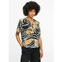 s.Oliver Kurzarmbluse Bluse Strukturierte Viskosemix-Bluse mit Raffung
