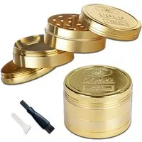 Coumo Kräutermühle Goldbarren Design Metall Grinder Crusher Gewürzmühle Set ⌀ 5 cm, Goldbarren Design