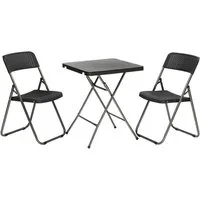 Sekey Balkonset Balkonmöbel Set Klapptisch mit 2 stühlen Bistro-Set Klappbar Rattan, (3-tlg), 3-tlg., Balkon tisch und stuhl, 2x Polyrattan Klappstuhl mit 200 kg