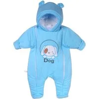 La Bortini Schneeoverall Wagenanzug Babyanzug Baby Overall Übergangsoverall in Türkis mit Hund weich, mit Reißverchluss 44 50 56 62 68 74