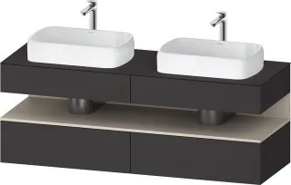 Duravit Qatego Konsolenwaschtischunterbau wandhängend Graphit Supermatt 1600x550x600 mm - QA47790838 QA4779083800010