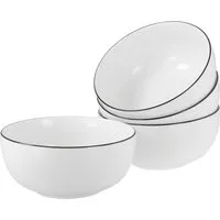 CreaTable Schale Allround Black Line, Buddha Bowl 16 cm 4-tlg, Porzellan, (Set, 4-tlg), Daily Use, Zeitlos