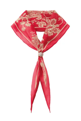 MOMENT IN MAY - Elegantes Halstuch mit floralem Allover-Muster rot - Gr. - OS