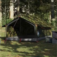 furnicato Faltzelt Campingzelt Scout A-Form 200x124x98 cm Tarnung, (1 tlg), Wetterfestes Trekkingzelt mit E-Anschluss und integrierten Netzwänden