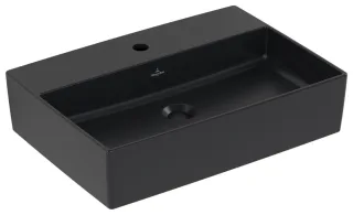 Villeroy & Boch Aufsatzwaschtisch Memento 2.0 600x420mm,, 1 Hahnloch ohne Überlauf Pure Black cplus 4A0761R7