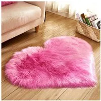 Sunicol Hochflor-Teppich Kunstfell Herz Teppich, Weich Plüsch, Flauschig Fußmatte Badematte, Herzform 30cm*40cm, Waschbar Weicher Shaggy Flauschige Langflor Badteppich