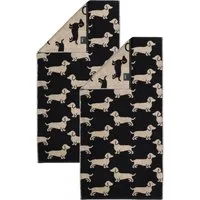 Cawö Handtuch 2 Stück Cawö We love Dogs Handtücher 6246-93 Dackel Schwarz 50x100, Walkfrottier (Spar-Set, 2-St), 100% Baumwolle