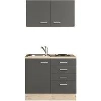 Flex-Well Pantryküche Morena, Gesamtbreite 100 cm, mit Kochfeld und Spüle, viele Farbenvarianten
