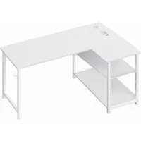 GTPLAYER Schreibtisch Gaming Tisch Eckschreibtisch mit Regal USB-Ladeanschluss und Steckdose (1 Tisch), 120/100cm Computertisch L Form, PC Tisch für Büro, Heimbüro