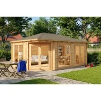 Alpholz Gartenhaus Holz 5-Eck Julia, BxT: 598x410 cm, in Naturbelassen mit 34mm Wandstärke