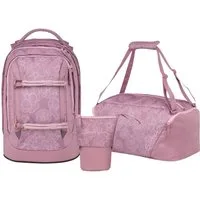 Satch Schulranzen Schulrucksack-Set PACK Magnolia Dream 3-teilig (3-teilig), ergonomisch, Your-Size-System, 5 Fächer