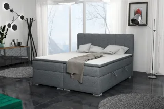 Boxspringbett Schlafzimmerbett LAURIN 140x200cm Stoff Aragon Grau
