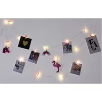 Koopman Lichterkette LED Foto-Lichterkette mit bunten Klammern Fotoleine Bilderhalter Deko