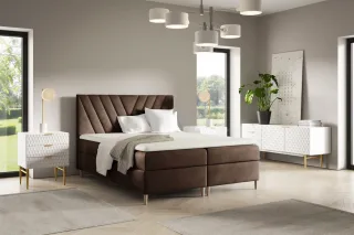 Boxspringbett Schlafzimmerbett ESPEN PREMIUM 180x200cm Stoff Fresh Braun