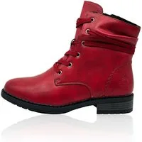 Nowaland Damen Winterstiefeletten mit Warmfutter Winterstiefelette Gefütterte Kunstleder-Stiefeletten mit seitlichem Reißverschluss