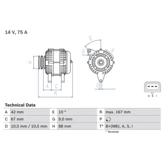 Bosch Lichtmaschine Mazda B-Serie 2,5 0986080390