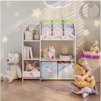 en.casa Kinderregal, »Lysekil« 100 x 93 x 30 cm mit Einhorn Motiv