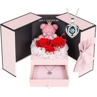 ADDWel Adventskalender Ewige Rose mit Damen Herz Halskette Romantisches Geschenk für Frauen (Geschenkset, 1-tlg), Freundin & Mama zum Valentinstag, Weihnachten, Geburtstag & Jahrestag